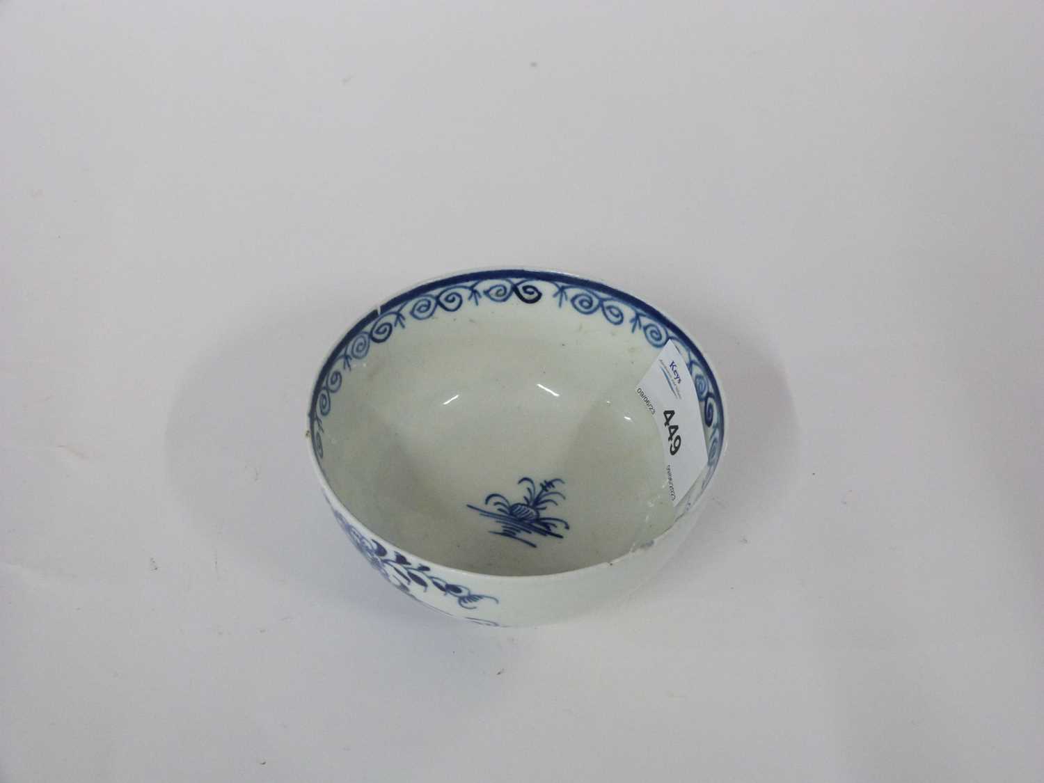 Lowestoft porcelain slop bowl with flowers and bamboo fence pattern - Image 2 of 2