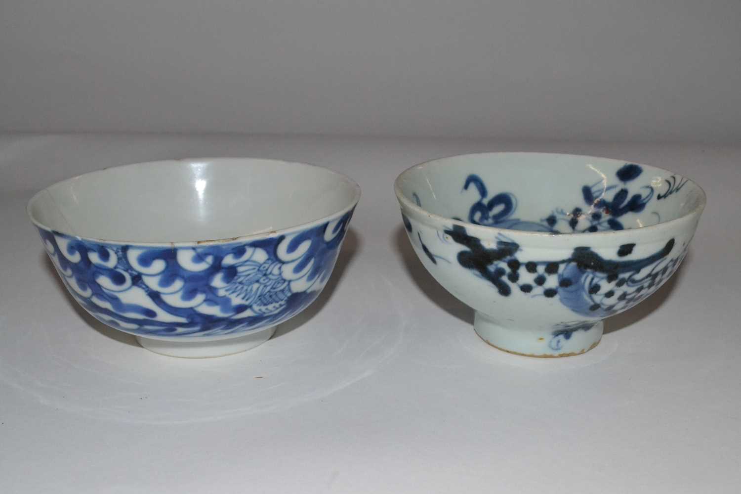 Two 19th Century Chinese porcelain bowls, one decorated with the dragon chasing the flaming pearl (