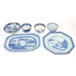 Group of Chinese porcelain wares including a late 18th Century blue and white dish, 18th Century