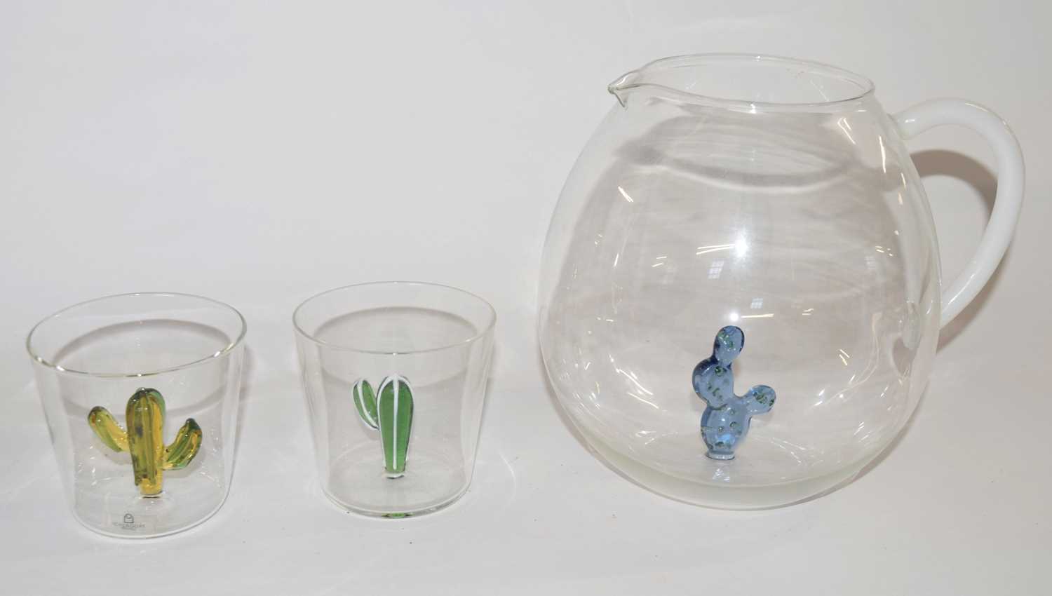 Ichendorf Milano Cactus, a set of six cactus glasses and matching jug, all boxed with labels and