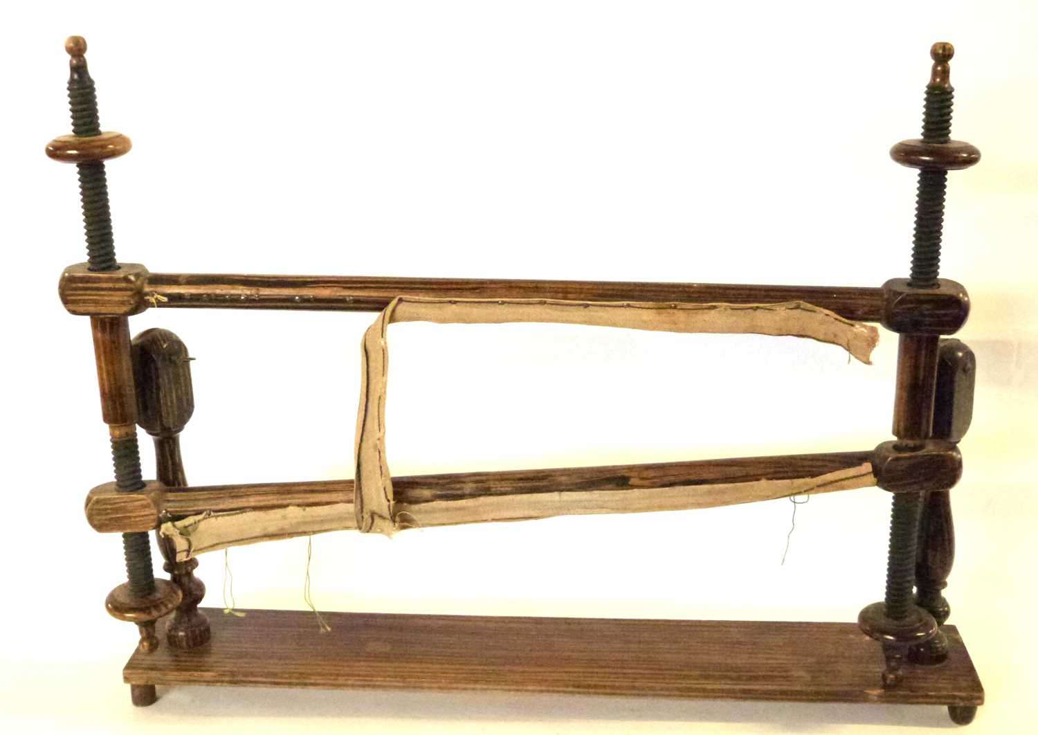 19th century mahogany and painted faux rosewood tapestry or needlework stretcher with period painted - Image 3 of 3