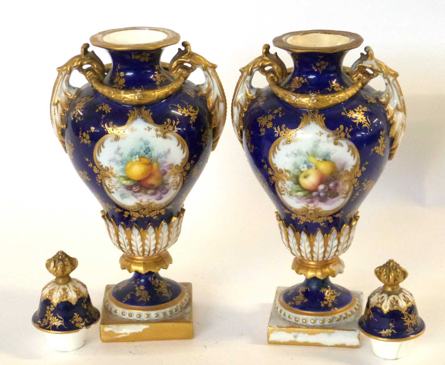 Royal Worcester Fruit Vases by Chivers - Image 3 of 16