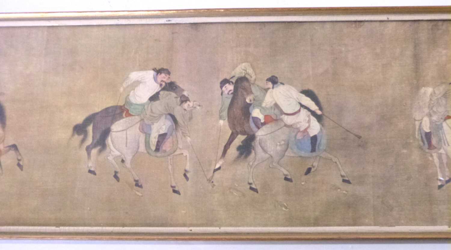 A framed print of Li Ling polo players, probably Ming Dynasty, the image 74cm long - Image 6 of 7