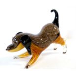 A 1970's Murano glass Vincenzo Nason & Co "Avventurina" range hotworked model of a playing dog, in