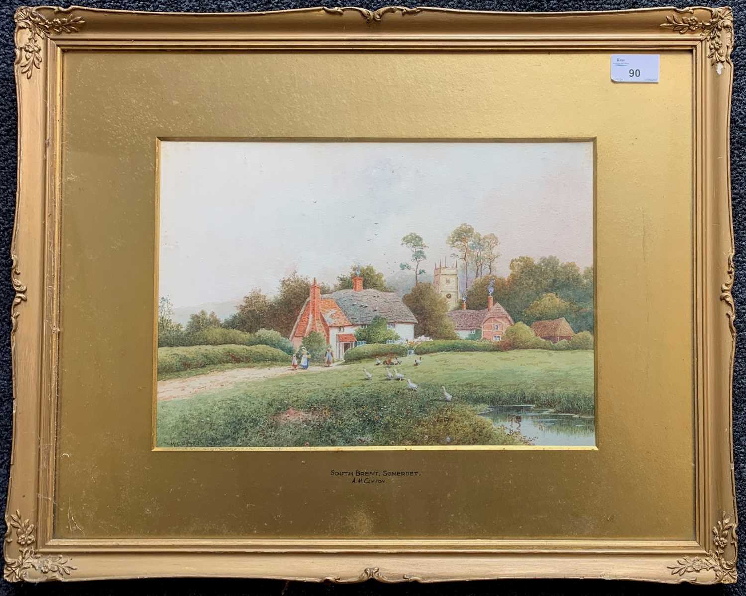A.M.Clifton (British, 20th century), 'South Brent, Somerset', watercolour, signed, 24x34cm, framed