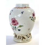 An 18th Century Chinese porcelain caddy decorated in famille rose style, 10cm high