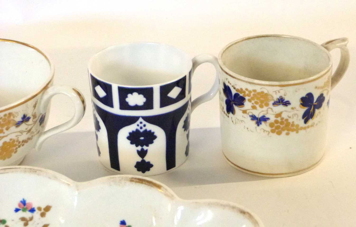 A group of 19th Century Derby wares included fluted dish, two coffee cans and two large breakfast - Image 4 of 4