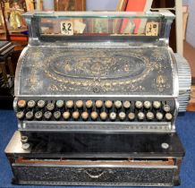 A Victorian cast iron and embossed shop till possibly by National Cash Register, 53cm long