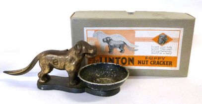 A late 1920's "The Linton Puppy Nut Cracker" cast iron dog nutcracker, patent number 273480 for 23rd