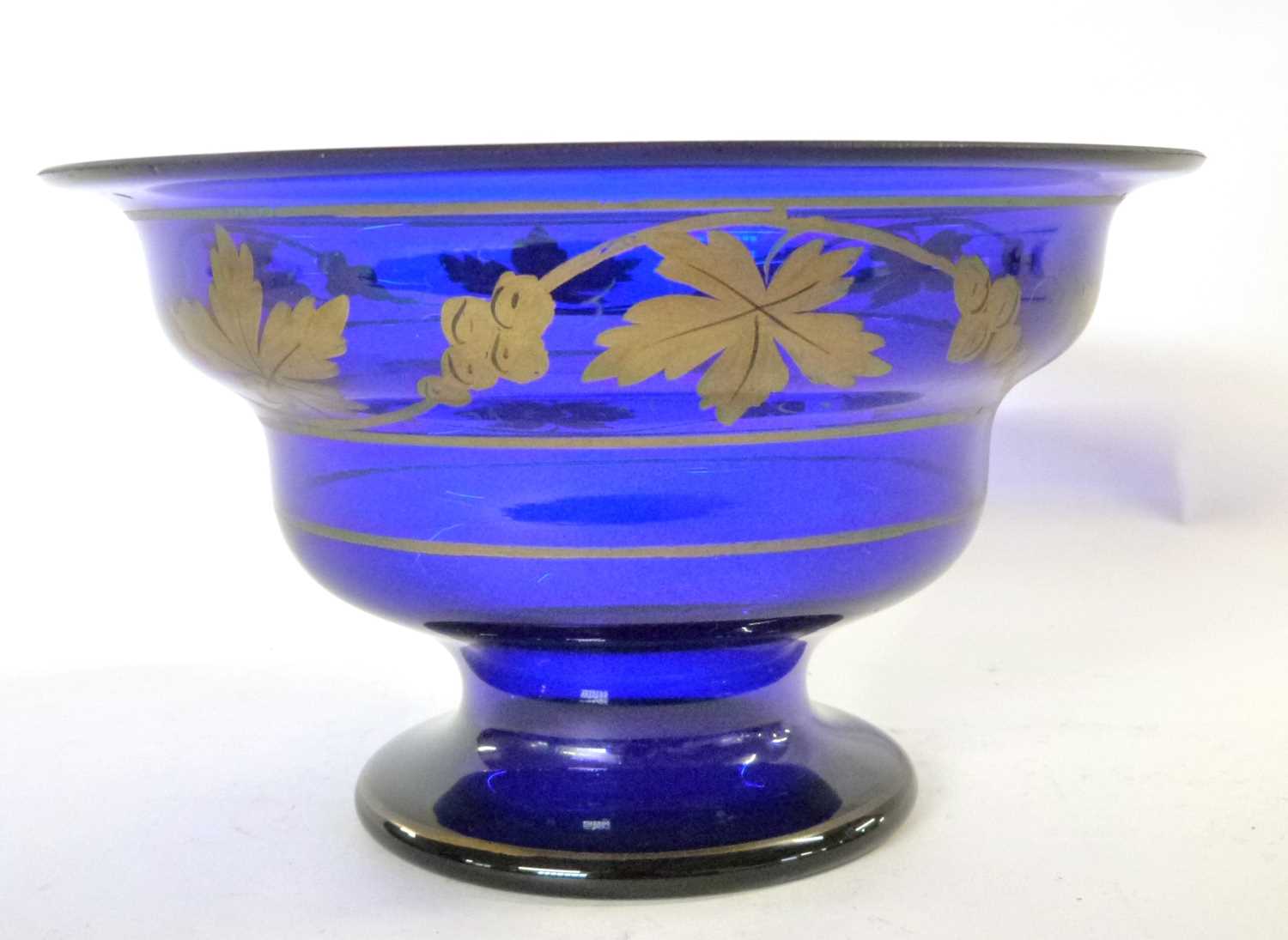 A 19th century Bristol blue bowl, gilt with vine decoration - Image 3 of 3