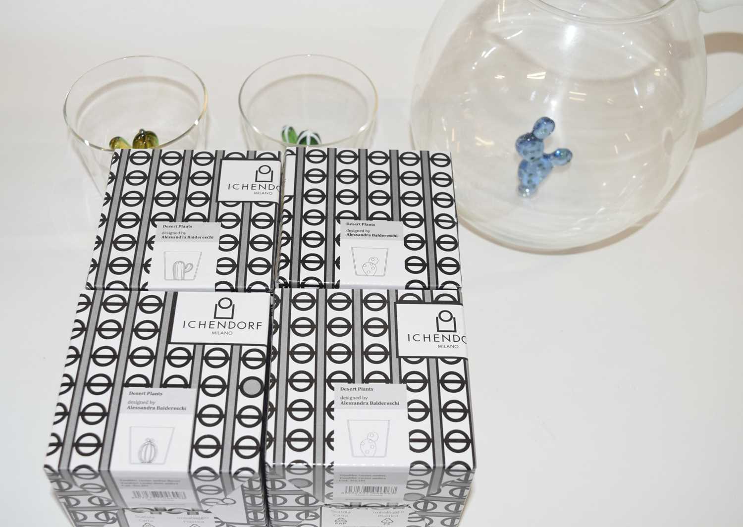 Ichendorf Milano Cactus, a set of six cactus glasses and matching jug, all boxed with labels and - Image 2 of 2
