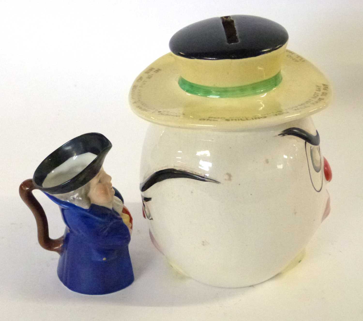 A ceramic square money box together with a small Royal Worcester Toby jug - Image 4 of 7