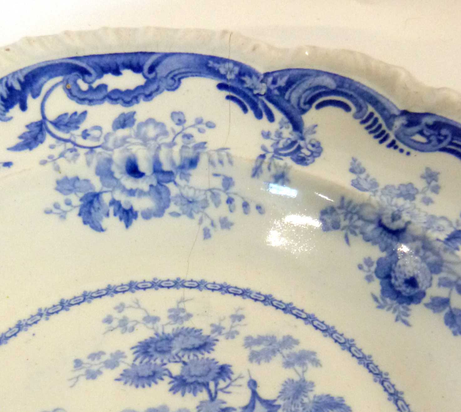 A group of Staffordshire wares including a Chinese marine scene, a Minton blue and white plate and - Image 5 of 5