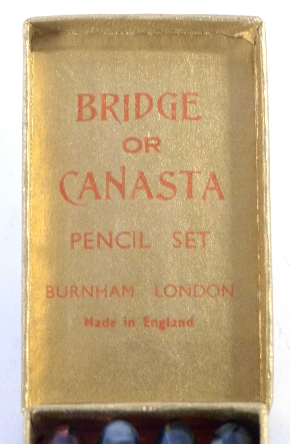 1 1930's/40's Burnham boxed set of four torpedo shaped Canasta or Bridge pencils, each in - Image 2 of 5