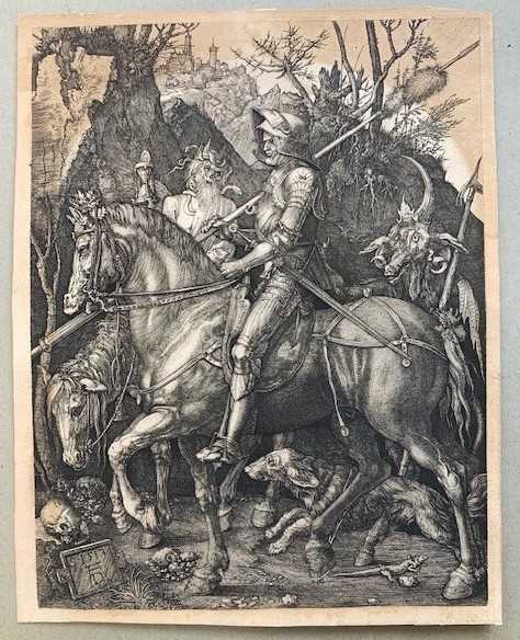 Albrecht Durer (1471-1528), "The Knight Death and The Devil", copperplate engraving (circa 1508- - Image 2 of 6