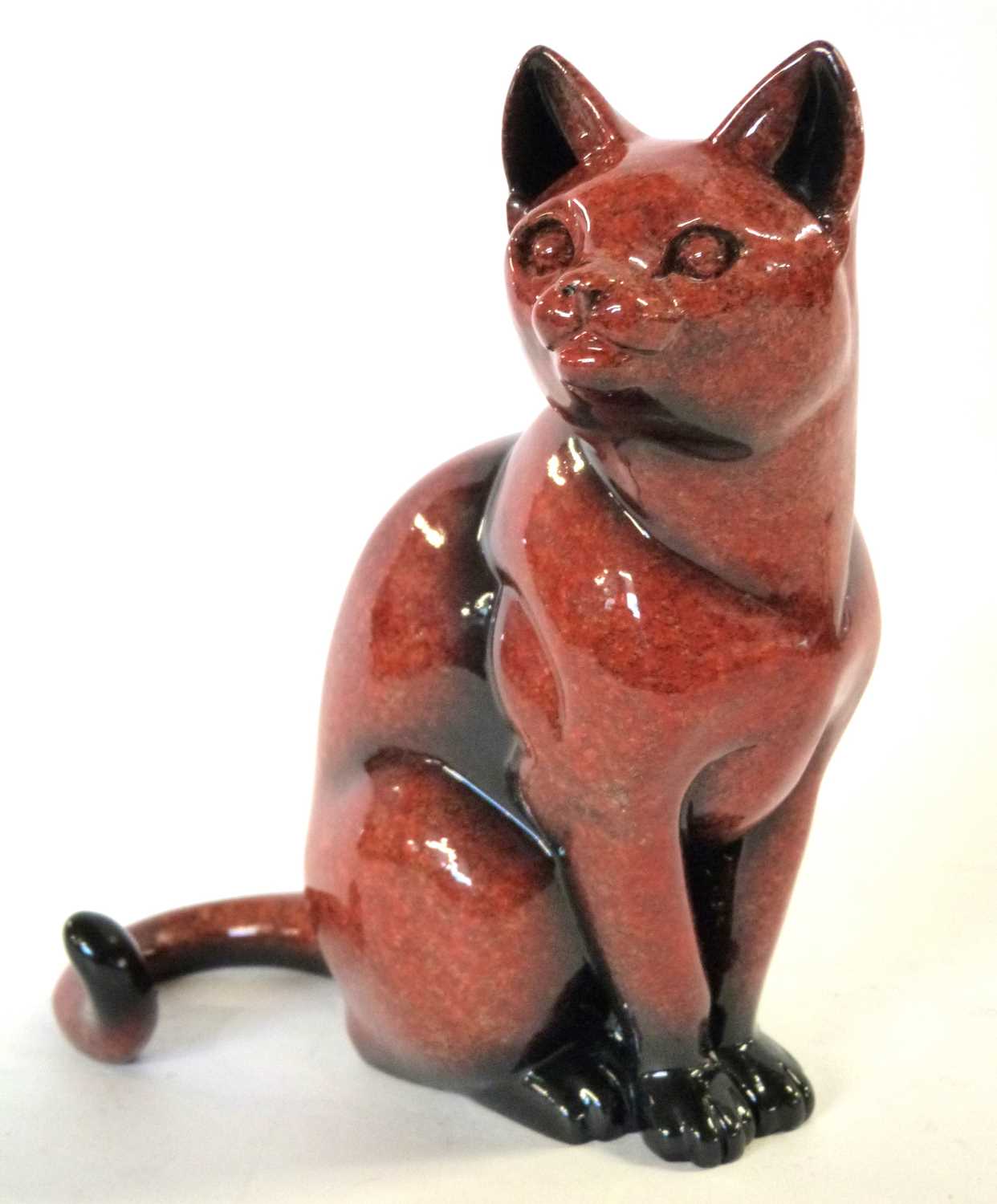 A Studio Pottery Flambe glaze cat - Image 5 of 6