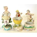 A group of three 18th/19th Century English and continental porcelain salts including a Derby example