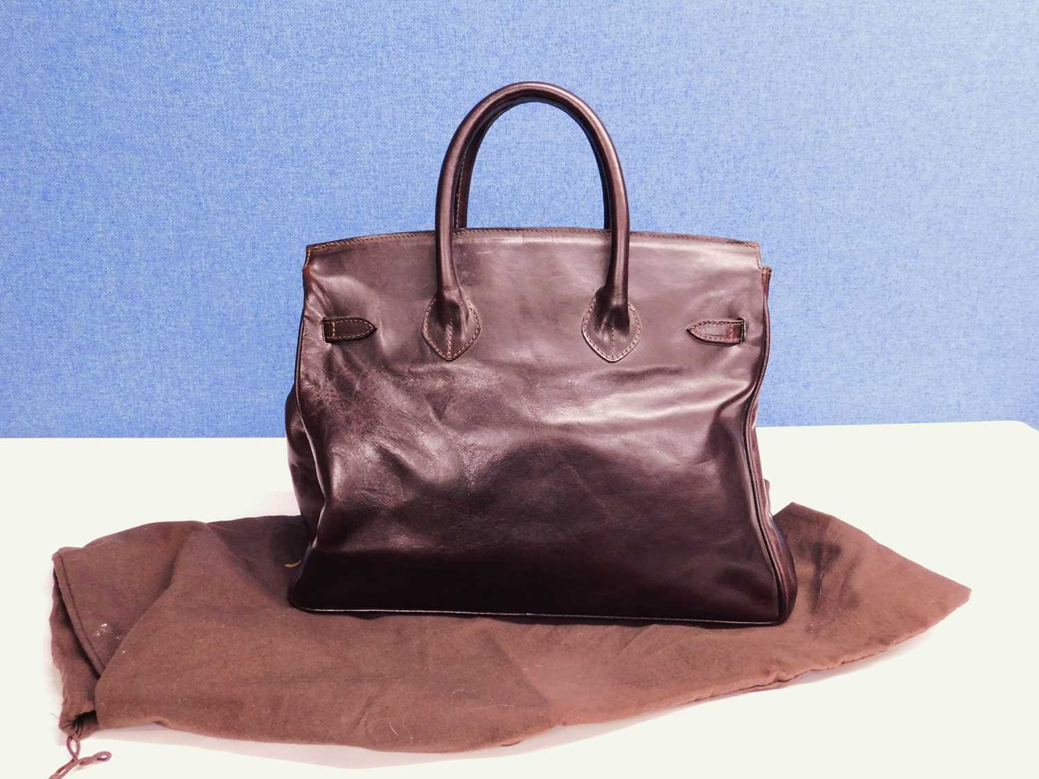 A dark brown leather bag by Maxwell Scott, approx 35cm wide with original dustbag - Image 5 of 8