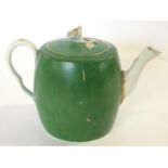A Worcester porcelain apple green teapot and cover, circa 1780