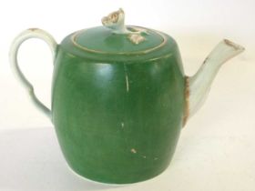 A Worcester porcelain apple green teapot and cover, circa 1780