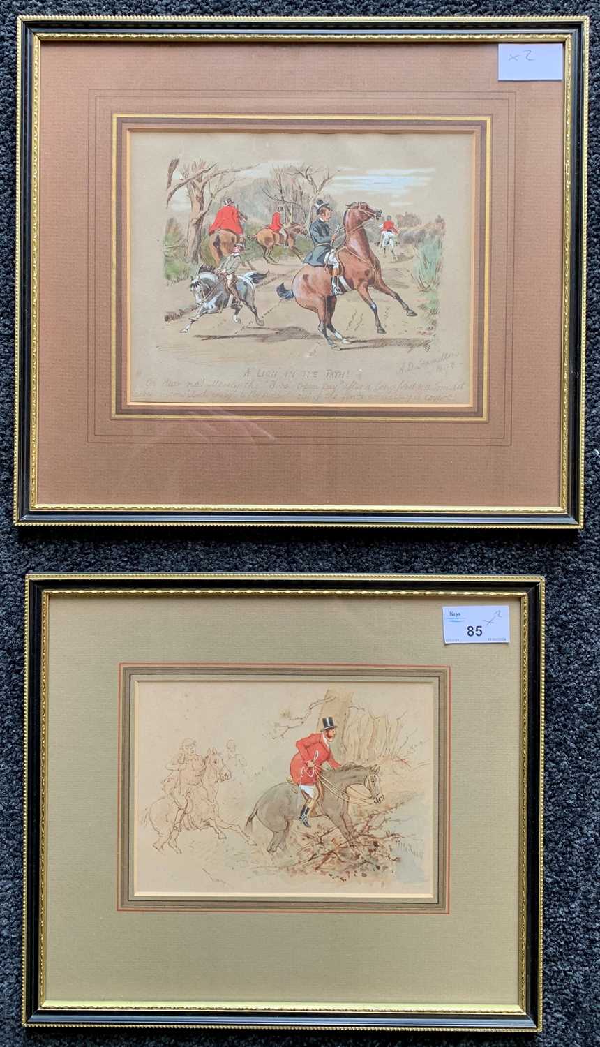 British School, 19th century, Pair of fox hunting scenes, one inscribed 'A.D.Hamilton,1898',