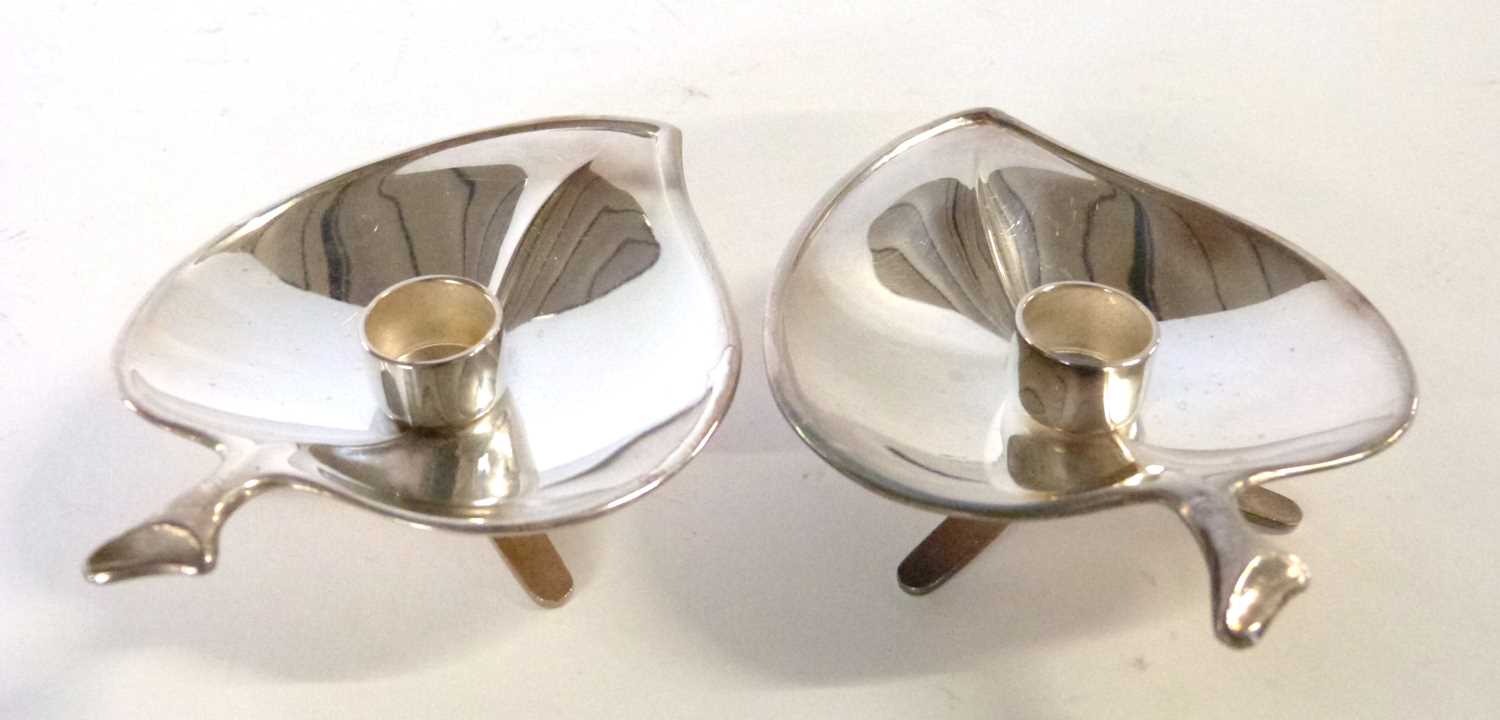 Pair of Modernist taper-holders by Danish Silversmith Einar Dragsted - Image 5 of 6