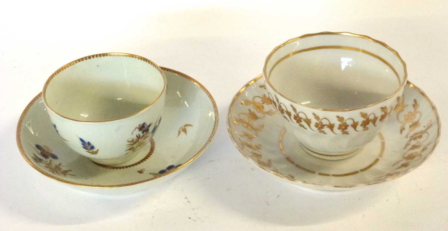Two 18th Century tea bowls and saucers, probably Worcester - Image 3 of 5