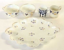 A group of 19th Century Derby wares included fluted dish, two coffee cans and two large breakfast