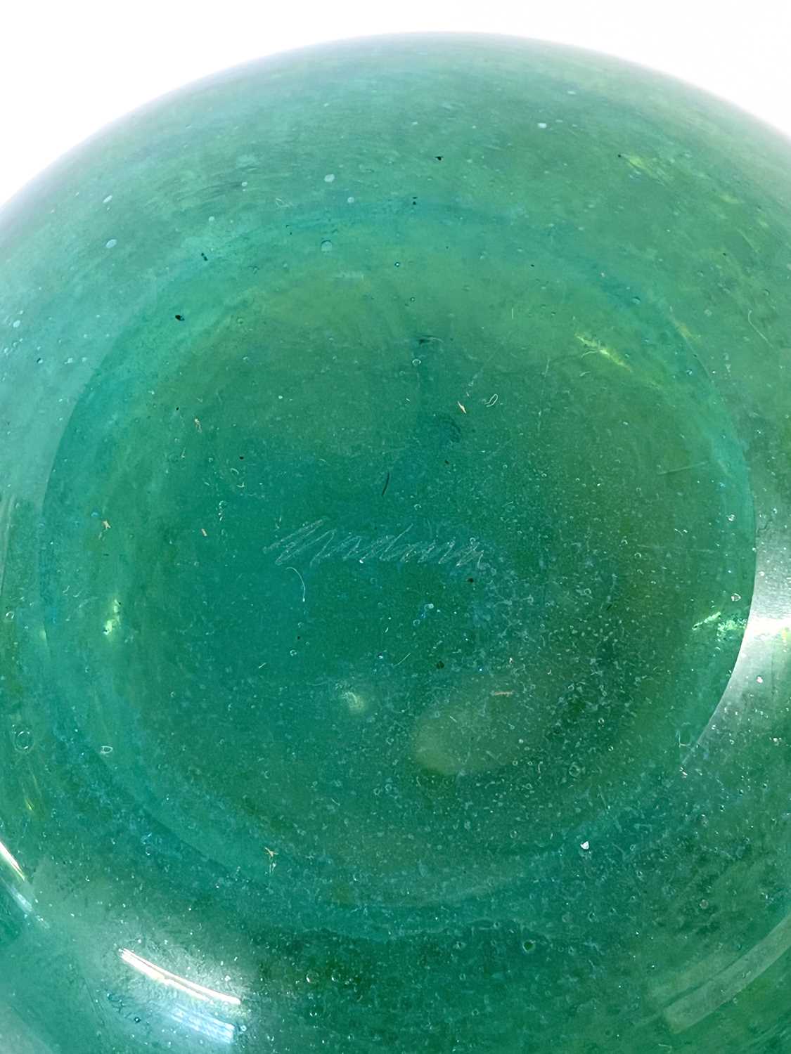 A very rare early Mdina Glass spherical vase with blue/green bubbled exterior and sandy coloured - Image 7 of 7