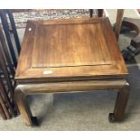 Contemporary Chinese hardwood lamp table of square form set on inswept legs