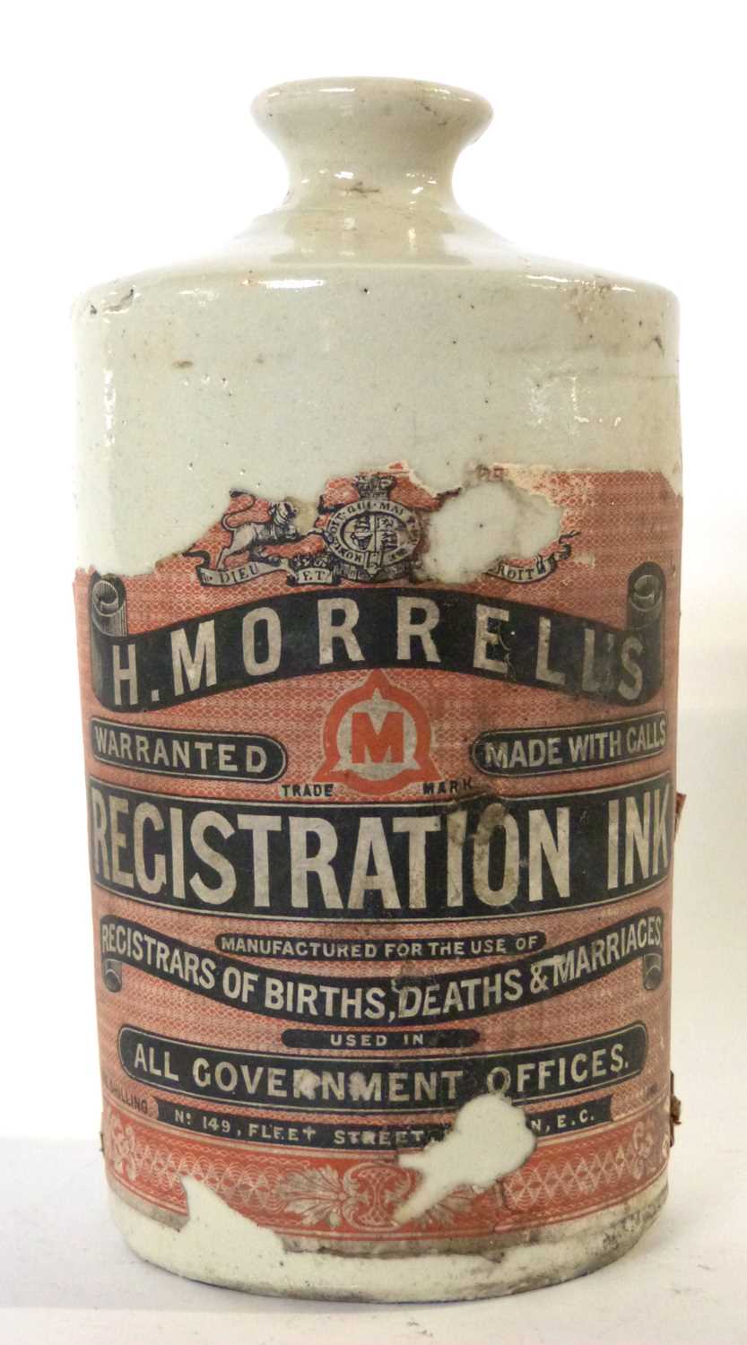 Interesting Victorian stoneware ink bottle with original label for Morrells stationery suppliers, - Image 2 of 5