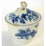 An 18th Century Worcester porcelain sucrier and cover decorated with the fence pattern (chip to