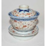 A Chinese porcelain rice bowl cover and stand, 19th Century with four character mark to base and