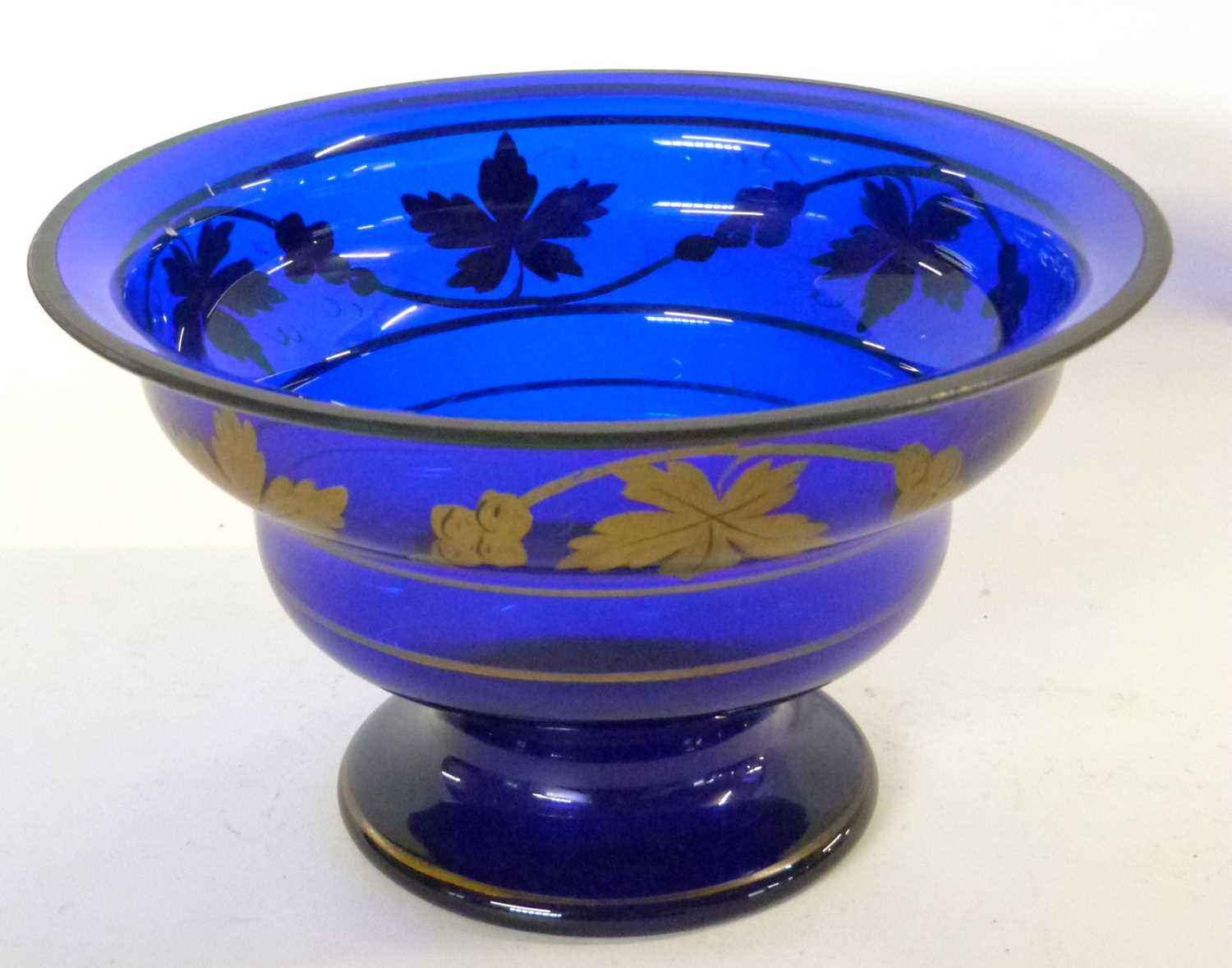 A 19th century Bristol blue bowl, gilt with vine decoration - Image 2 of 3