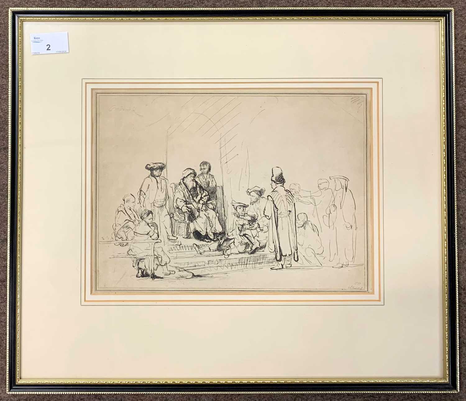 Ignace Joseph de Claussin (1766-1844) after Rembrandt, a group of figures surround Solomon (?), - Image 2 of 3