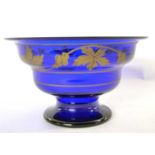 A 19th century Bristol blue bowl, gilt with vine decoration