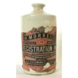 Interesting Victorian stoneware ink bottle with original label for Morrells stationery suppliers,