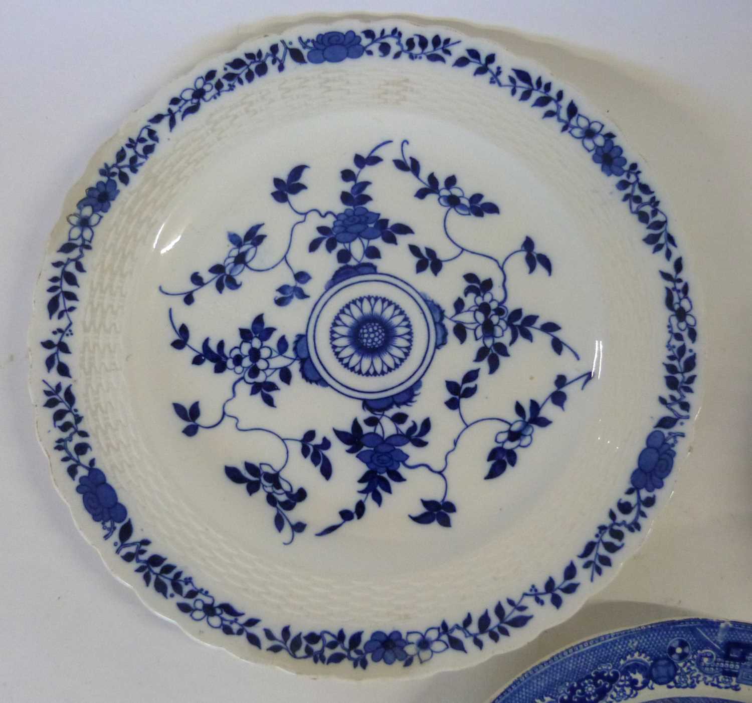 A group of Staffordshire wares including a Chinese marine scene, a Minton blue and white plate and - Image 2 of 5