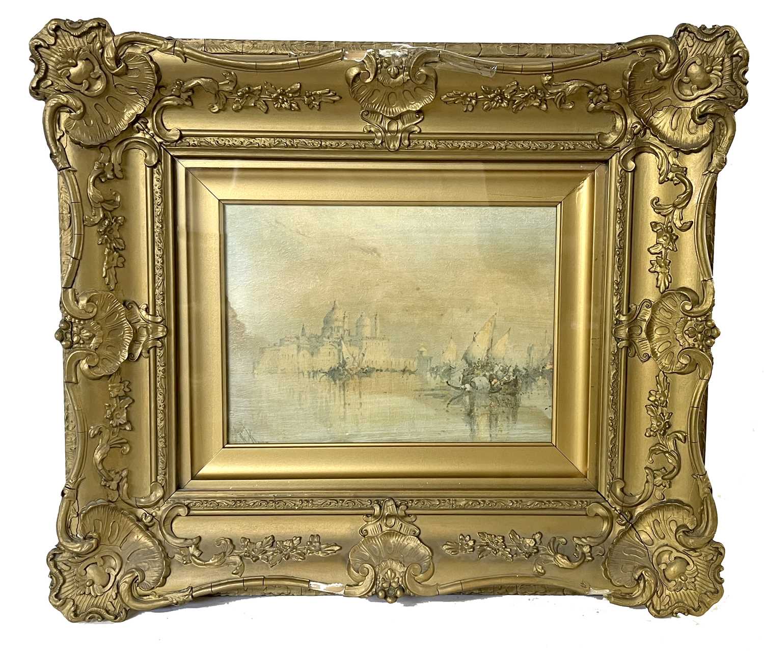 A heavy gilded Victorian oak framed "Glorious Venice" by W Knox - Image 3 of 4