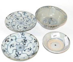 A quantity of 17th/18th Century provincial Ming style bowls and dishes