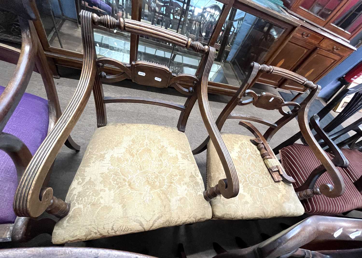 A pair of early 19th Century mahogany bar back carver chairs together with one other (3) - Image 2 of 4