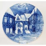A Meissen year plate for 1975 with blue and white design, 26cm diameter