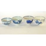 A group of four English porcelain tea bowls including a Liverpool example and Worcester examples