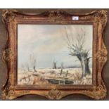 John Adamson (British, 20th century), Broadland view at winter, oil on canvas, signed, 39x50cm,