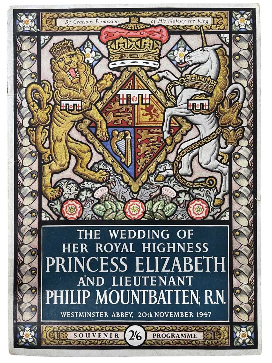 A souvenir programme for The Wedding of Her Royal Highness Princess Elizabeth and Lieutenant