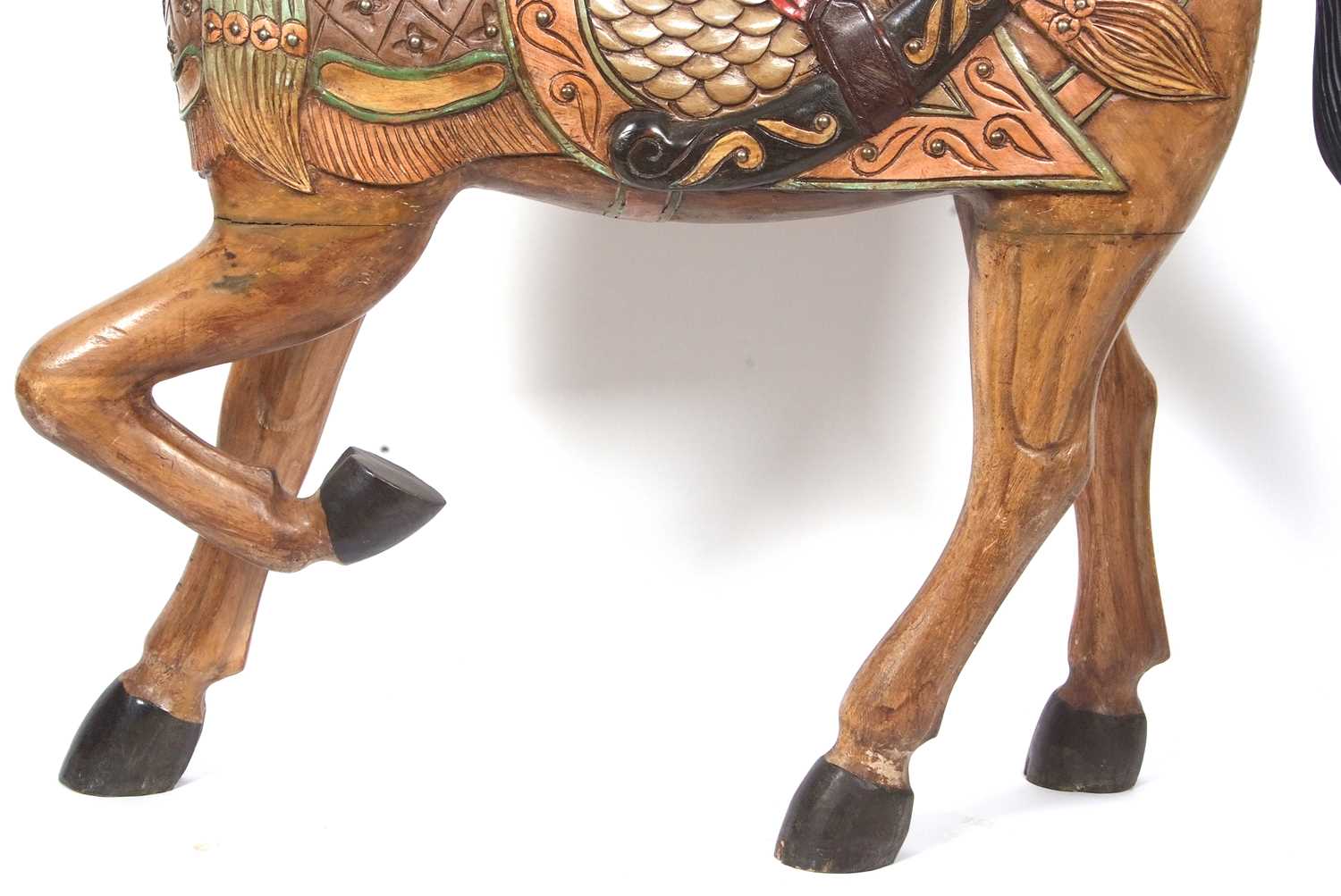 A large Italian carved wooden model of a prancing horse decorated in polychrome, approx 130cm high - Image 5 of 7