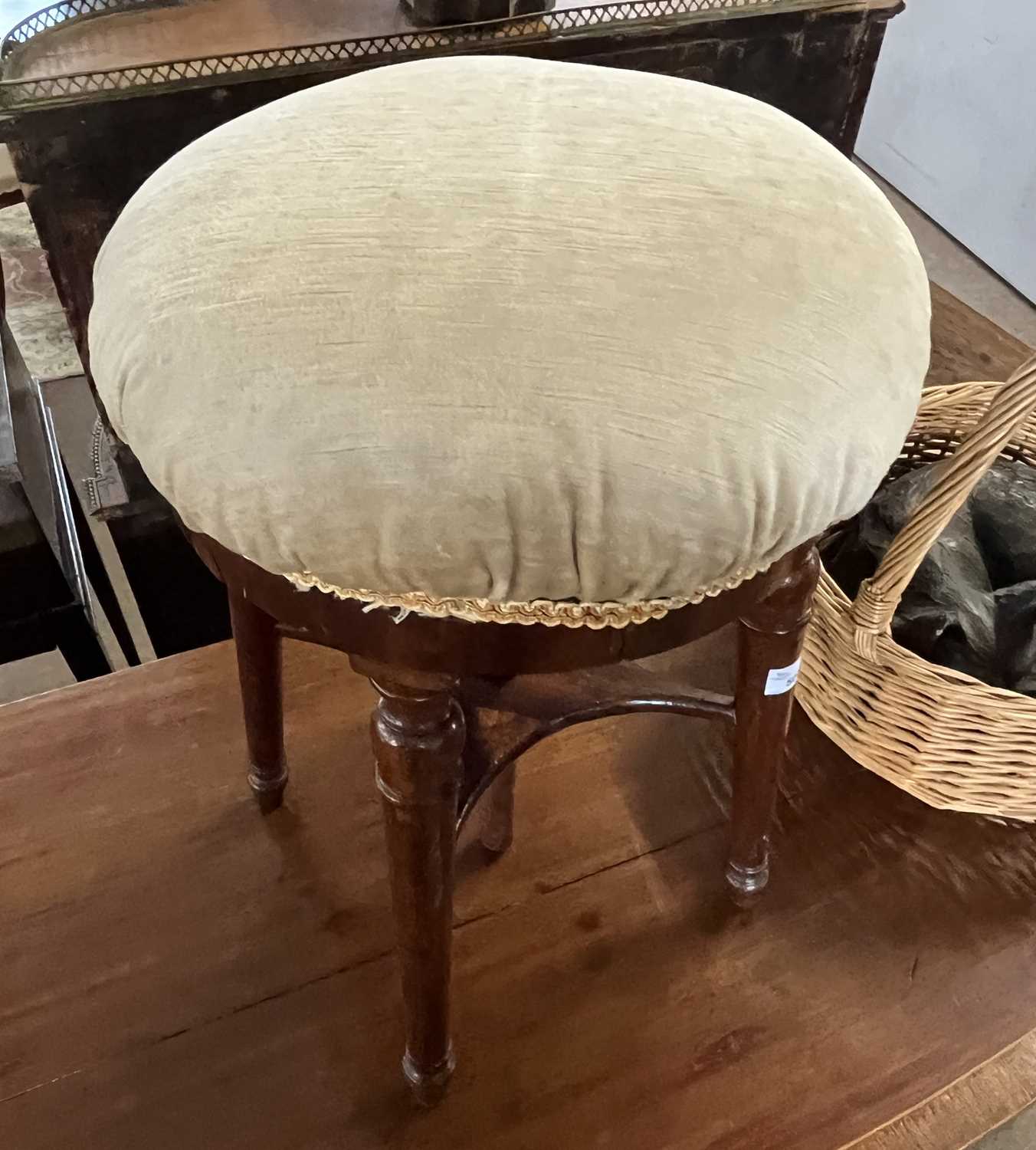 A Victorian circular topped adjustable stool on tapering legs, 50cm high - Image 2 of 3