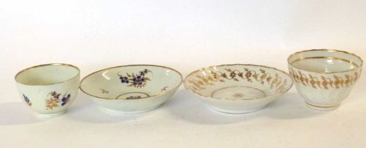 Two 18th Century tea bowls and saucers, probably Worcester