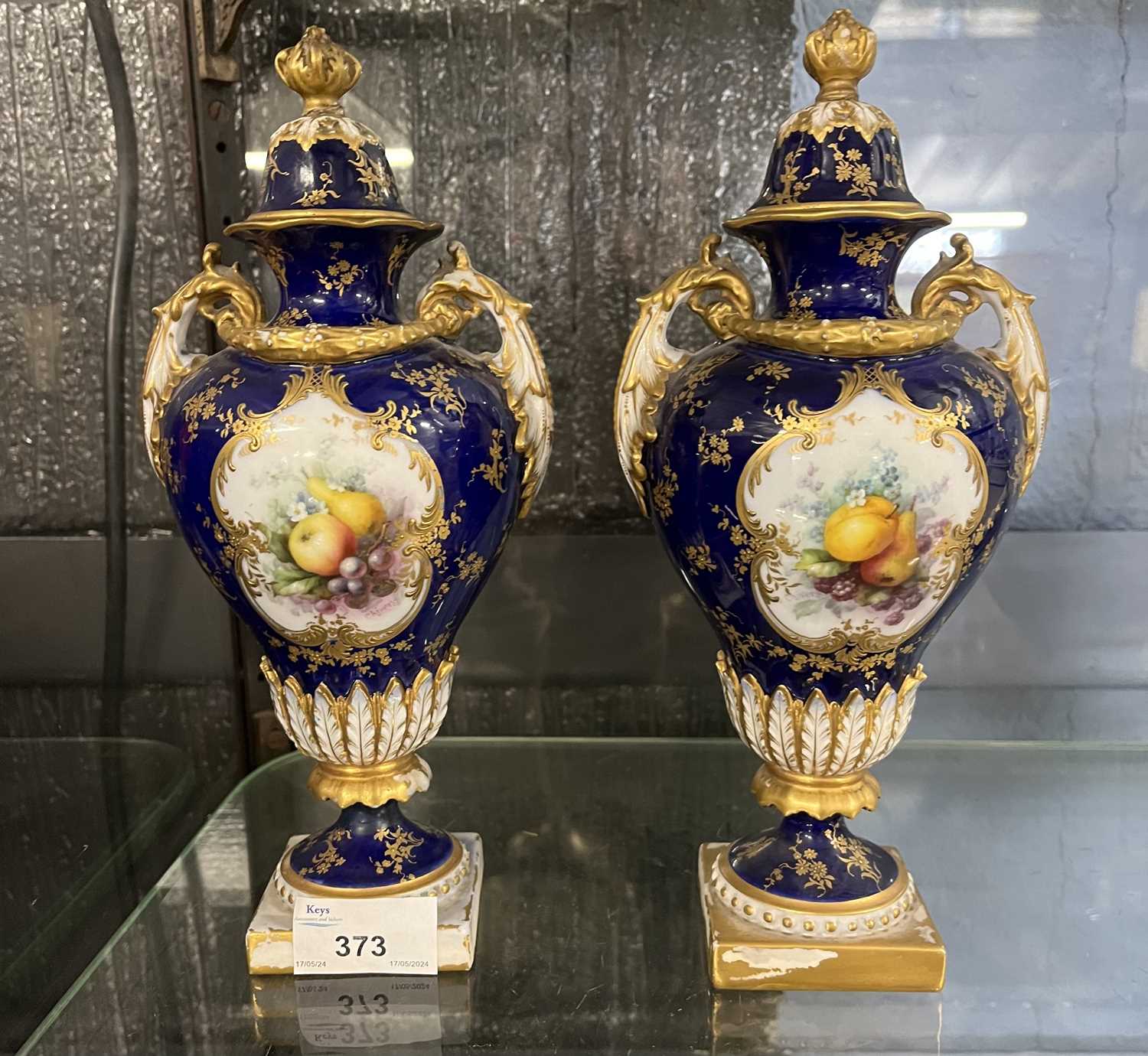 Royal Worcester Fruit Vases by Chivers - Image 11 of 16