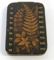 A Victorian Fernware Bezique card game score board marker c1880, 7cm x 5.25cm. Attractive design and